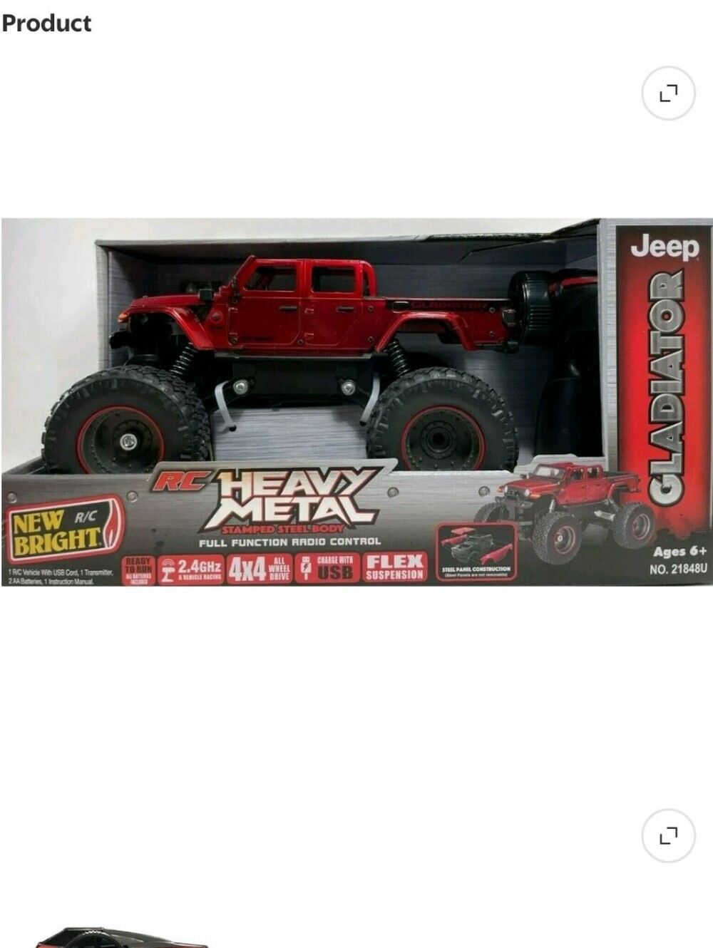 New Bright RC Heavy Metal Gladiator Red Monster Truck - Remote Control